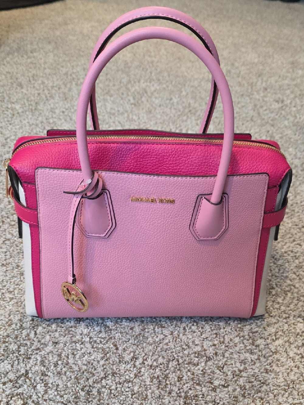 Michael Kors Pink & Hot Pink Colorblock Leather Satchel
